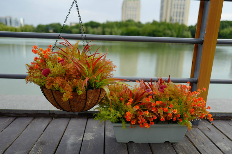 Fall Faux Flowers and Plants Bulk Pack, Outdoor UV Resistant Artificial Bushes