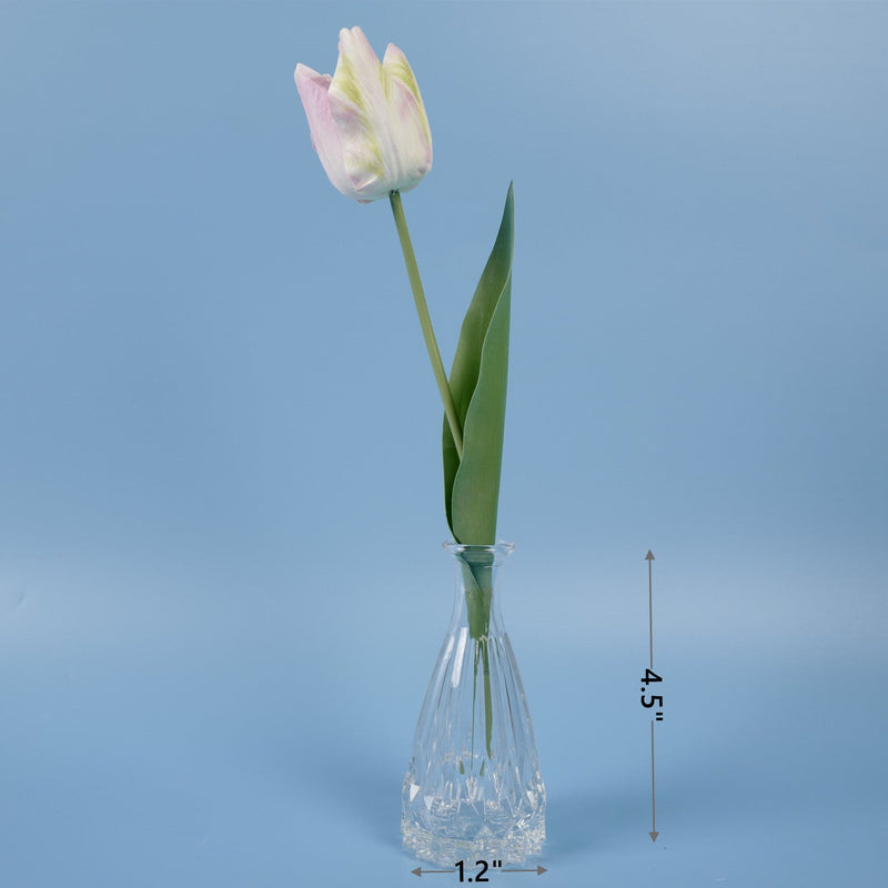 Faux Flower Stems 12 Inch White and Violet Artificial Silk Flowers 10 Pcs for Glass Arrangement