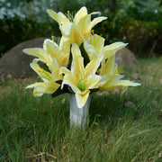Tiger Lily Artificial Flowers 12 Inch 10 Stems Bulk Cemetery Grave Vase Arrangement