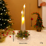 LED Christmas Candles, 3-Piece Tall Candle Decor with Realistic Flames, Holiday Decoration  3.94"x3.94"x11.81"