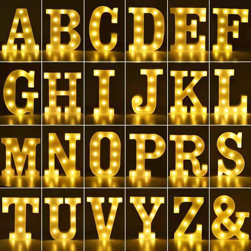 LED Letter Lights Bulk Set, Battery Powered Light Up Letters for Wedding Birthday Party, Home Bar Decoration