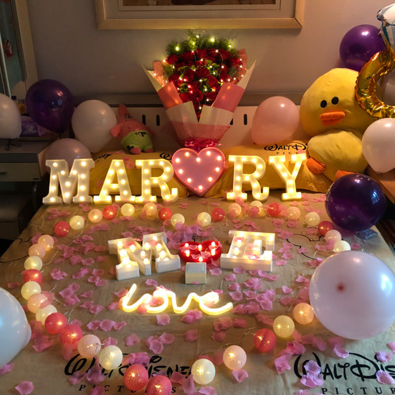 LED Letter Lights Bulk Set, Battery Powered Light Up Letters for Wedding Birthday Party, Home Bar Decoration