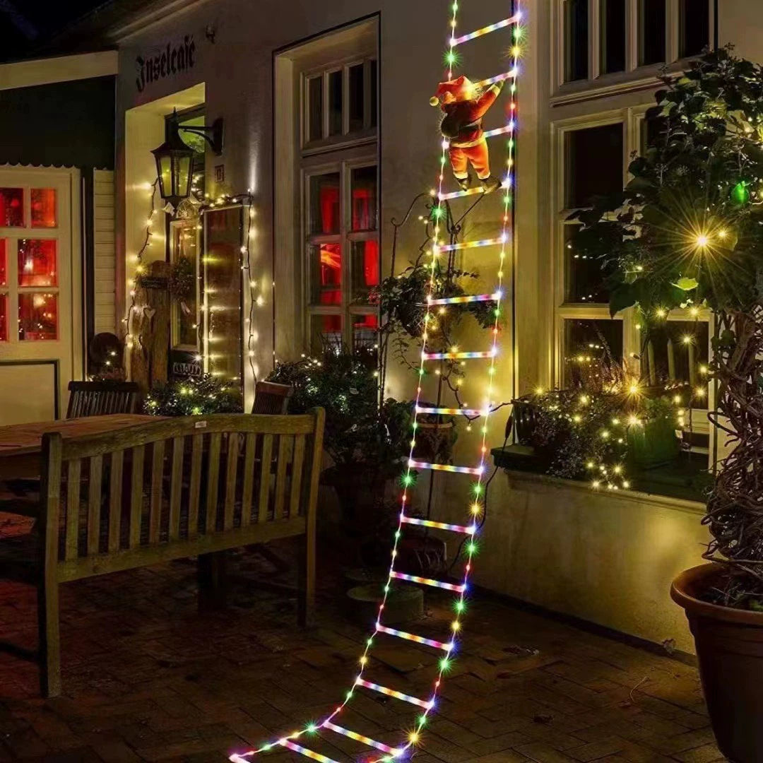 LED Santa Climbing Ladder String Lights - Indoor & Outdoor Christmas Decor