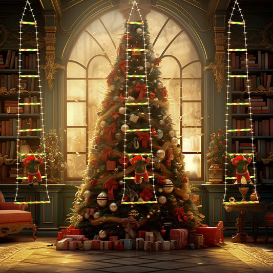 LED Santa Climbing Ladder String Lights - Indoor & Outdoor Christmas Decor