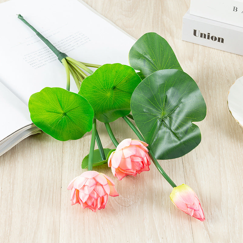 18 Inch Artificial Lotus Bush Stems 10 Pcs Bulk for Party Home Office Arrangements