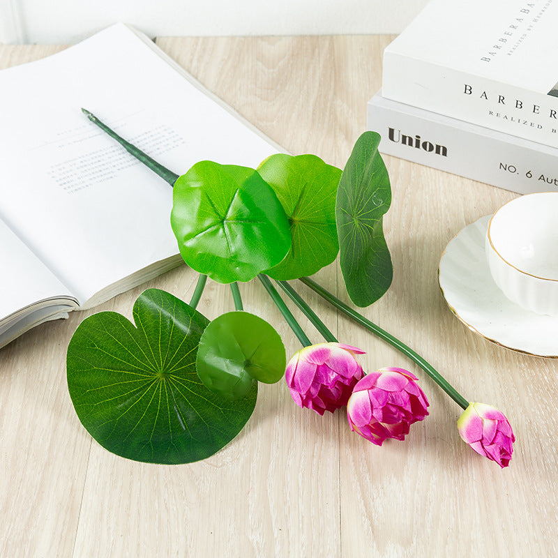 18 Inch Artificial Lotus Bush Stems 10 Pcs Bulk for Party Home Office Arrangements