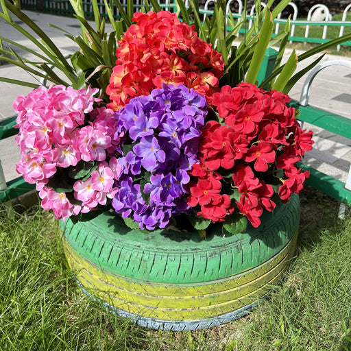 16 Inch Artificial Geranium Bush 24 Stems UV Resistant Silk Flowers Bulk Pack