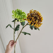 23.6 Inch Artificial Chrysanthemum Stems, Large Heads, Real Touch, Fall Winter Flowers, Bulk Pack