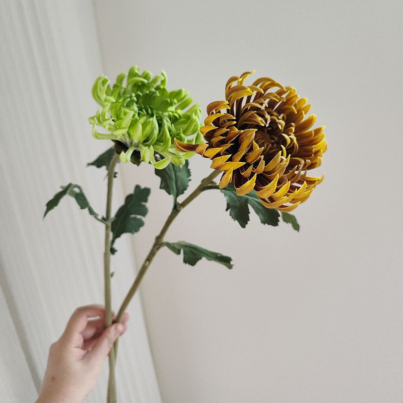 23.6 Inch Artificial Chrysanthemum Stems, Large Heads, Real Touch, Fall Winter Flowers, Bulk Pack