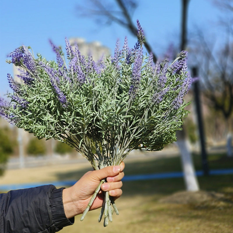 18 Inch Artificial Lavender Bush 10 Pcs UV Resistant Large Outdoor Garden Shrubs
