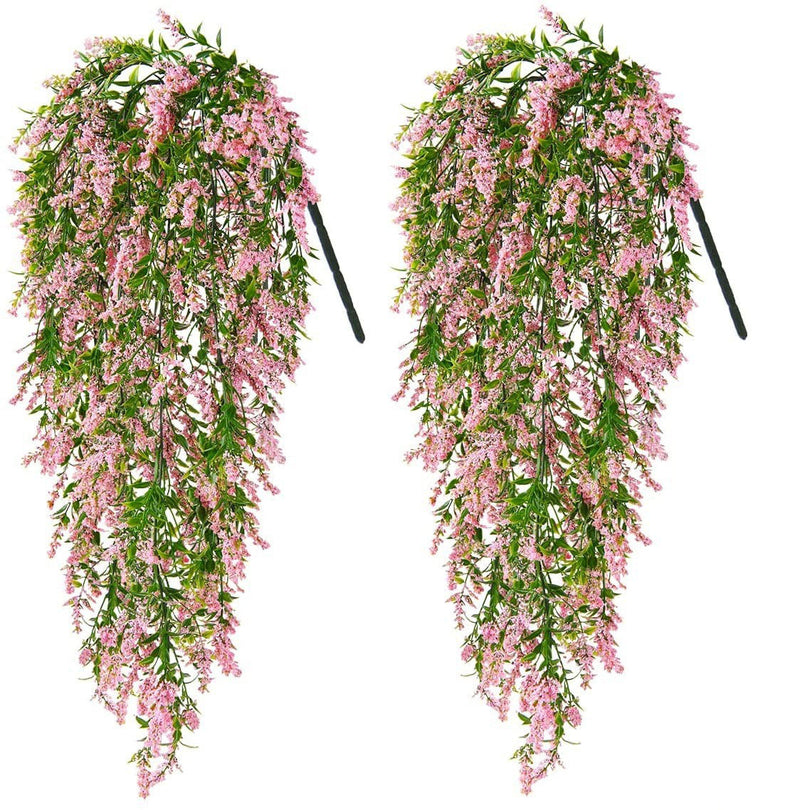 2 Pcs Artificial Lavender Hanging Garland Ivy Vine Greenery Plants Bulk
