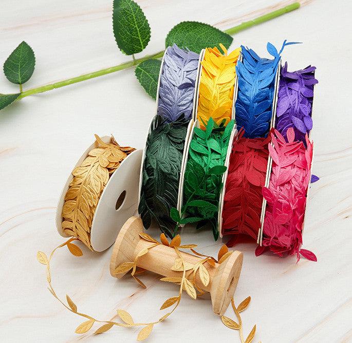13 Colors Artificial Leaf-Shaped Ribbon Vines String Trim, Bulk Greenery for Wedding, Baby Shower, Home Decor, Wreaths & DIY Crafts
