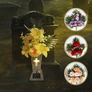 23.6 Inch Artificial Angel Flowers with Solar LED Lights, Large Cemetery Grave Vase with Spikes, Bulk Wholesale