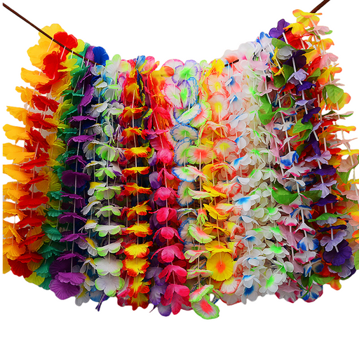 36 Pcs Silk Flower Leis Bulk Pack for Luau Party Summer Beach Pool Supplies