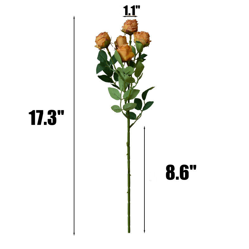 17.3 Inch Artificial Mini Roses with Burnt Edge, Lifelike Silk Flowers, Bulk for Home Decor, Wedding Centerpieces, DIY Crafts