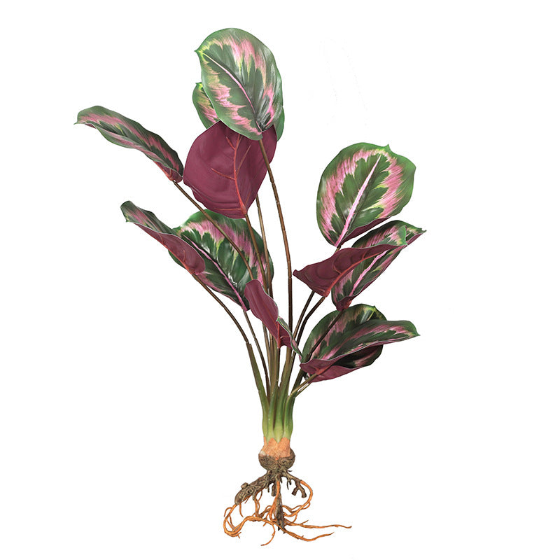 Artificial Arrowroot Leaves Plants 6 Stems 12 Inch Green Silk Indoor Simulation Foliage