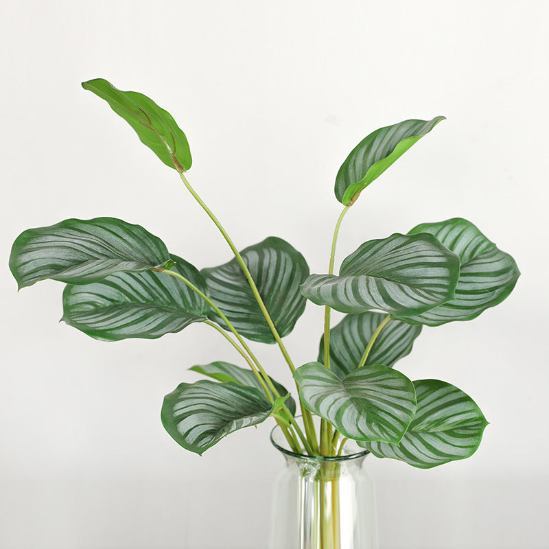 Artificial Arrowroot Leaves Plants 6 Stems 12 Inch Green Silk Indoor Simulation Foliage