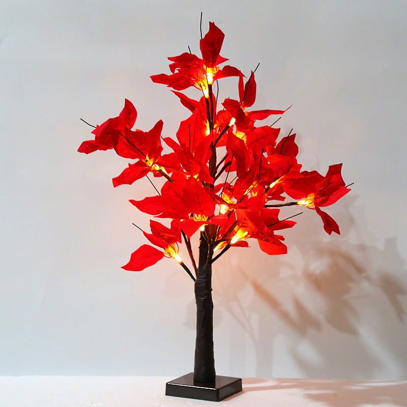 Lighted Artificial Poinsettia Flower Tree, Battery Operated, Tabletop Decor, Bulk Quantity