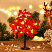 Lighted Artificial Poinsettia Flower Tree, Battery Operated, Tabletop Decor, Bulk Quantity