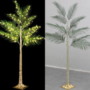 Lighted Artificial Palm Tree with Warm LED Lights, Greenery Decor with Adapter, Indoor Outdoor Patio Pool Tiki