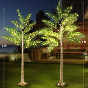 Lighted Artificial Palm Tree with Warm LED Lights, Greenery Decor with Adapter, Indoor Outdoor Patio Pool Tiki