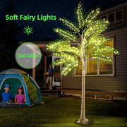 Lighted Artificial Palm Tree with Warm LED Lights, Greenery Decor with Adapter, Indoor Outdoor Patio Pool Tiki