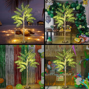Lighted Artificial Palm Tree with Warm LED Lights, Greenery Decor with Adapter, Indoor Outdoor Patio Pool Tiki
