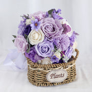 9 Inch Purple Wisteria Rose Bridal Bouquet Round Artificial Flowers Bulk Wholesale
