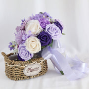 9 Inch Purple Wisteria Rose Bridal Bouquet Round Artificial Flowers Bulk Wholesale