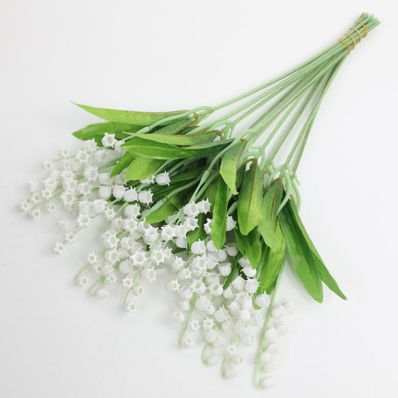 13.8 Inch White Lily of the Valley Artificial Flowers 10 Stems Faux Silk Wedding Centerpiece
