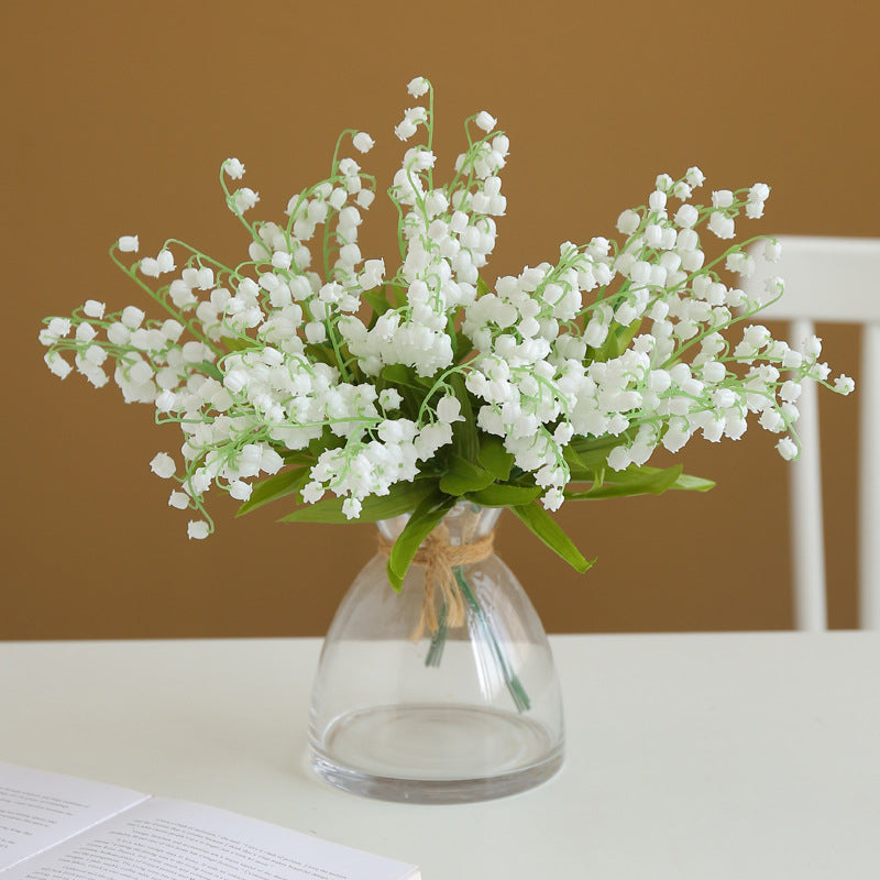 20 Pcs Artificial Lily of the Valley Flowers Bouquet, Silk, White, Bulk Floral Centerpiece