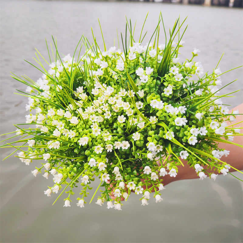 8 Bundles Lily of the Valley Artificial Flowers for Outdoors UV Resistant Bush Plants Bulk
