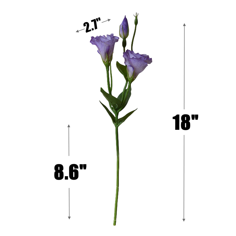 18 Inch Lisianthus Artificial Flower Stems, 10 Pcs Bulk Silk Stems for Wedding, Home Decor, Event Styling