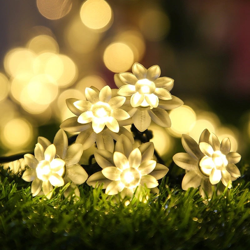 10 Pcs Artificial Lotus Flower String Lights 12ft Solar LED Outdoor Water Lily Decor
