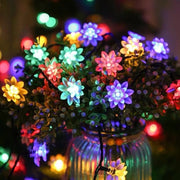10 Pcs Artificial Lotus Flower String Lights 12ft Solar LED Outdoor Water Lily Decor