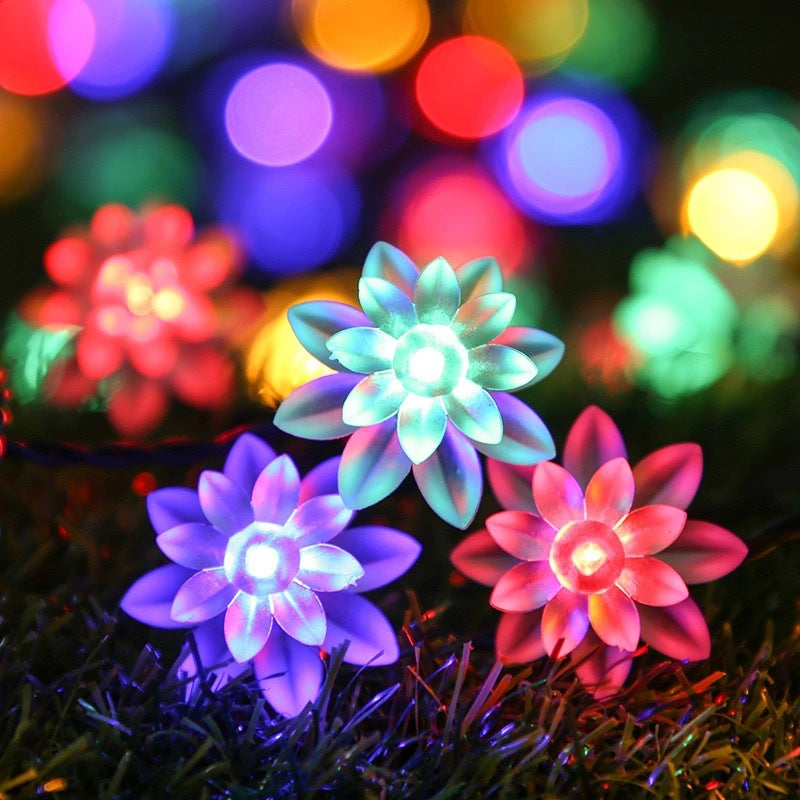 10 Pcs Artificial Lotus Flower String Lights 12ft Solar LED Outdoor Water Lily Decor