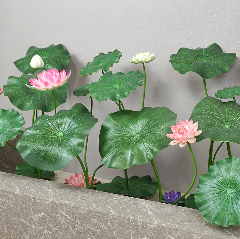 38.5 Inch Extra Large Lotus Stems with Leaves, 10 Pcs Artificial Flower Stems for Pool Landscaping