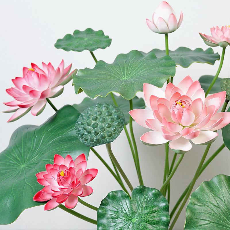 38.5 Inch Extra Large Lotus Stems with Leaves, 10 Pcs Artificial Flower Stems for Pool Landscaping