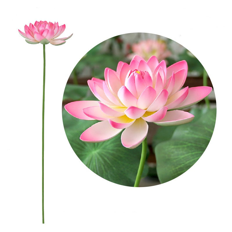 38.5 Inch Extra Large Lotus Stems with Leaves, 10 Pcs Artificial Flower Stems for Pool Landscaping