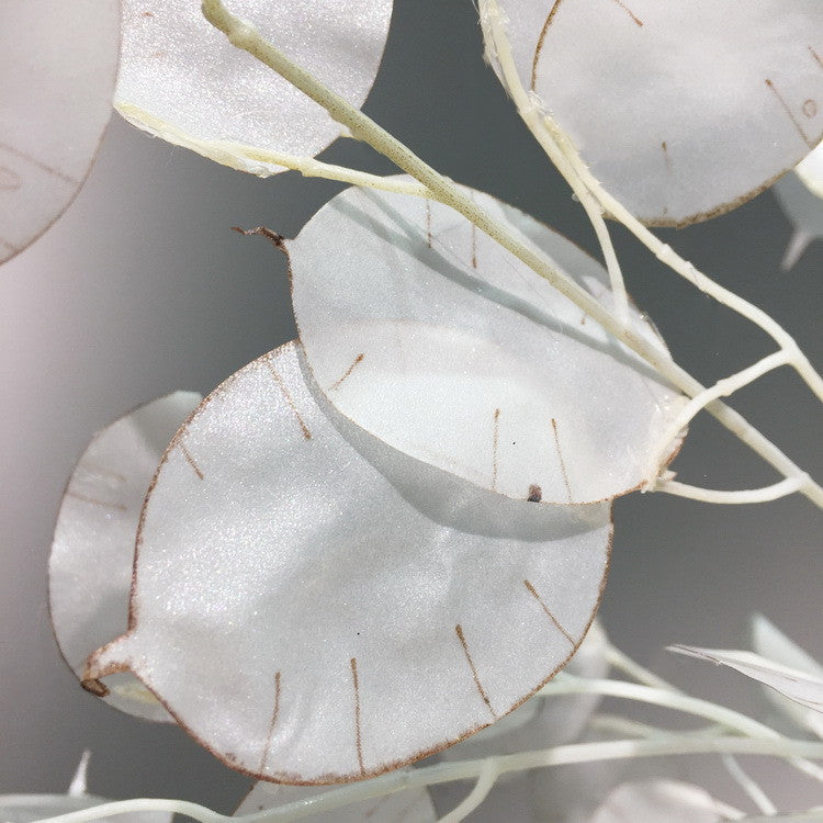 35 Inch Lunaria Stems Branches 10 Pcs White Burnt Orange Artificial Leaves Plants