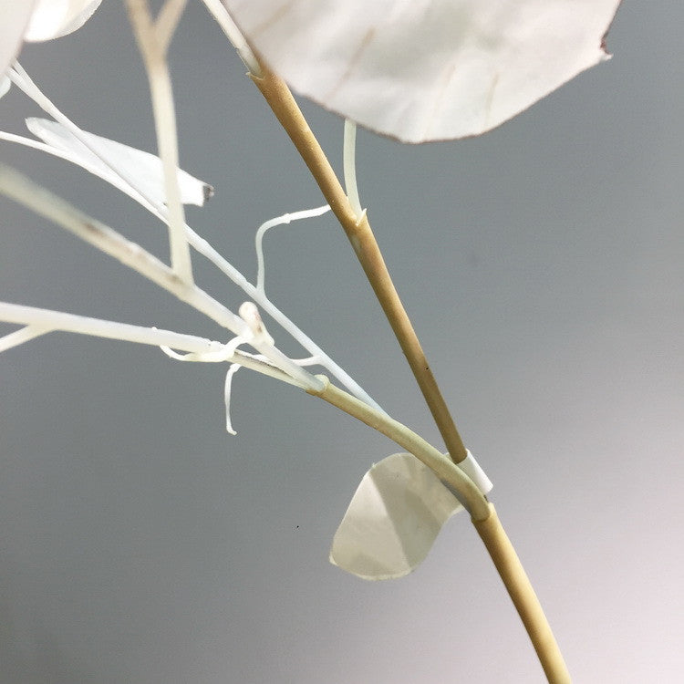 35 Inch Lunaria Stems Branches 10 Pcs White Burnt Orange Artificial Leaves Plants