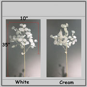 35 Inch Lunaria Stems Branches 10 Pcs White Burnt Orange Artificial Leaves Plants