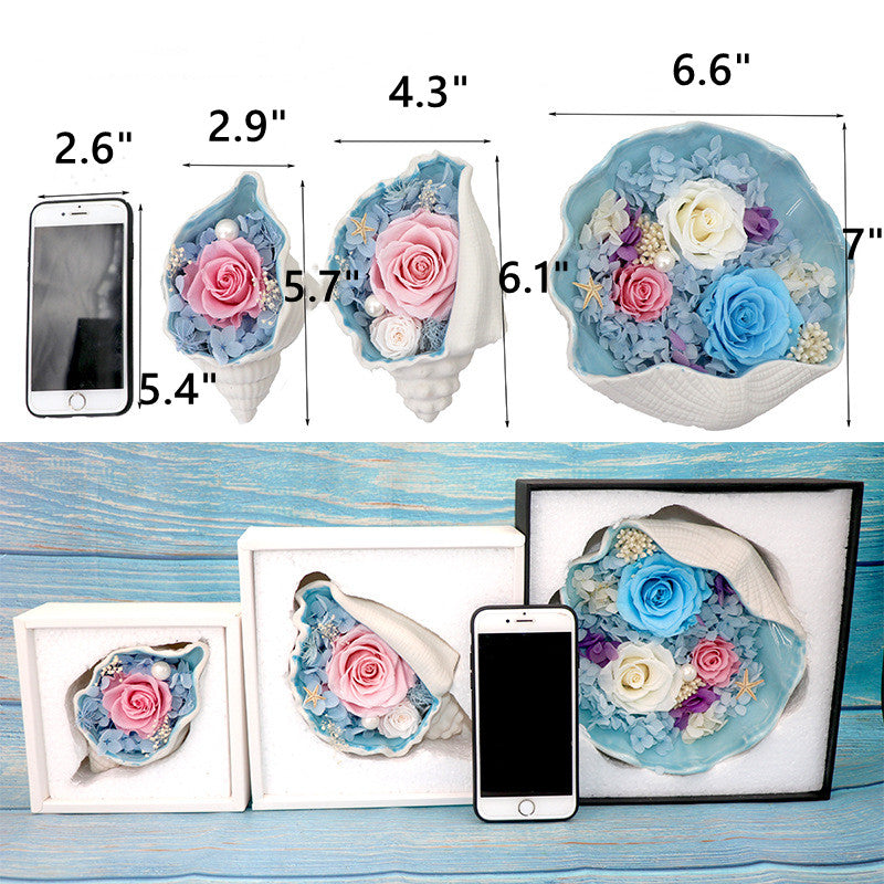 6 Pcs Preserved Floral Conch Set with Necklace and Earrings Valentine’s Gift for Her