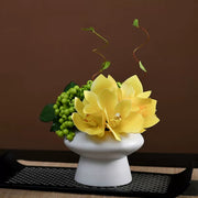 9.8 Inch Artificial Flower Bouquet with Ceramic Vase, 1 Pc, Classic Luxury Design for Restaurant and Bar Decor