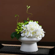 9.8 Inch Artificial Flower Bouquet with Ceramic Vase, 1 Pc, Classic Luxury Design for Restaurant and Bar Decor