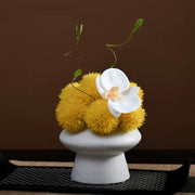 9.8 Inch Artificial Flower Bouquet with Ceramic Vase, 1 Pc, Classic Luxury Design for Restaurant and Bar Decor