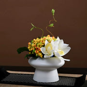 9.8 Inch Artificial Flower Bouquet with Ceramic Vase, 1 Pc, Classic Luxury Design for Restaurant and Bar Decor