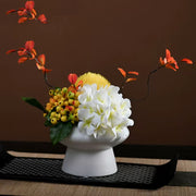 9.8 Inch Artificial Flower Bouquet with Ceramic Vase, 1 Pc, Classic Luxury Design for Restaurant and Bar Decor
