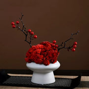 9.8 Inch Artificial Flower Bouquet with Ceramic Vase, 1 Pc, Classic Luxury Design for Restaurant and Bar Decor
