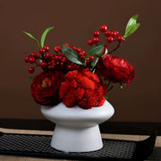 9.8 Inch Artificial Flower Bouquet with Ceramic Vase, 1 Pc, Classic Luxury Design for Restaurant and Bar Decor